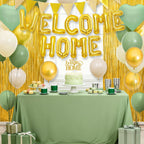 Xinvery Welcome Home Decorations – Sage Green & Gold Balloon Banner & Accessories