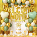 Xinvery Welcome Home Decorations – Sage Green & Gold Balloon Banner & Accessories
