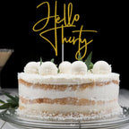 XIUHUBA Hello Thirty Cake Topper – Gold Glitter 30th Birthday