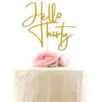 XIUHUBA Hello Thirty Cake Topper – Gold Glitter 30th Birthday