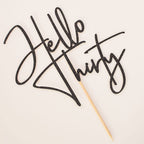 XIUHUBA Hello Thirty Cake Topper – Black Glitter, 6-Inch, Ready-to-Use 30th Birthday Decoration