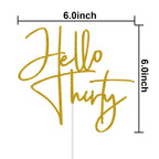XIUHUBA Hello Thirty Cake Topper – Gold Glitter 30th Birthday