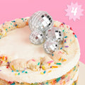 xo, Fetti Disco Ball Mini Cake Topper - 4-Piece Set | Eras Birthday Supplies