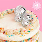 xo, Fetti Disco Ball Mini Cake Topper - 4-Piece Set | Eras Birthday Supplies