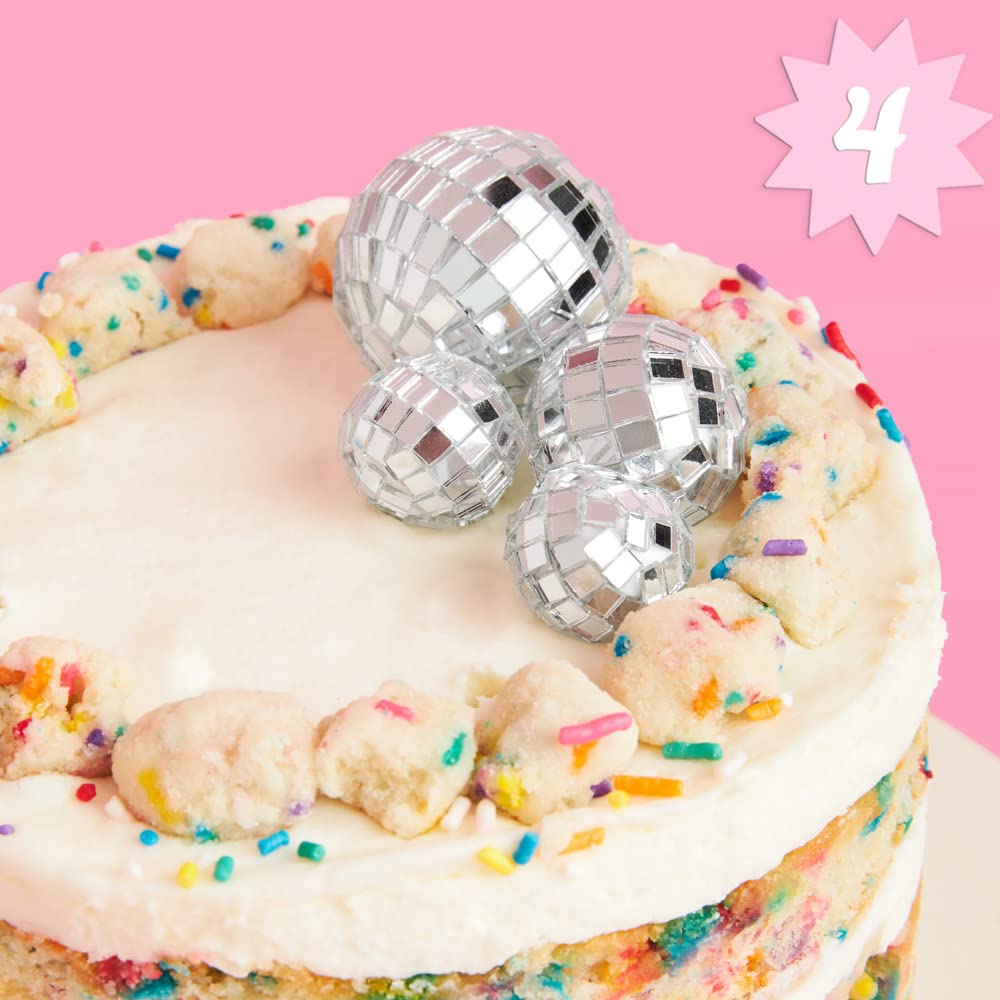 xo, Fetti Disco Ball Mini Cake Topper - 4-Piece Set | Eras Birthday Supplies