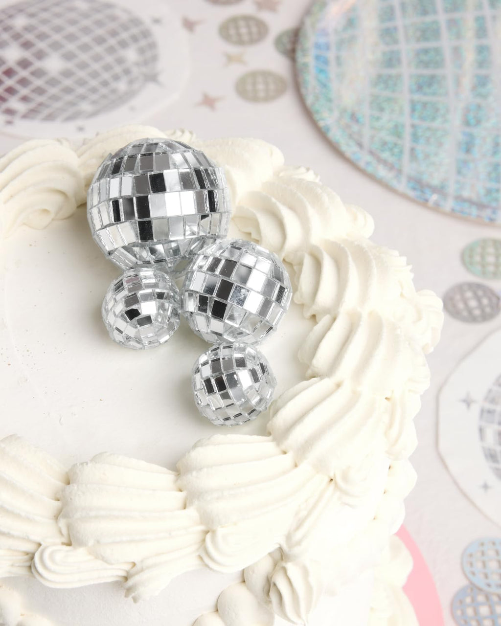 xo, Fetti Disco Ball Mini Cake Topper - 4-Piece Set | Eras Birthday Supplies