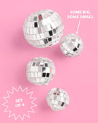 xo, Fetti Disco Ball Mini Cake Topper - 4-Piece Set | Eras Birthday Supplies