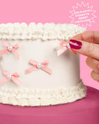 xo, Fetti Mini Pink Bow + Pearl Cake Toppers | 12 Pcs for Parties