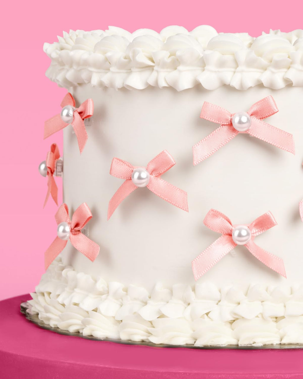 xo, Fetti Mini Pink Bow + Pearl Cake Toppers | 12 Pcs for Parties