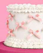 xo, Fetti Mini Pink Bow + Pearl Cake Toppers | 12 Pcs for Parties