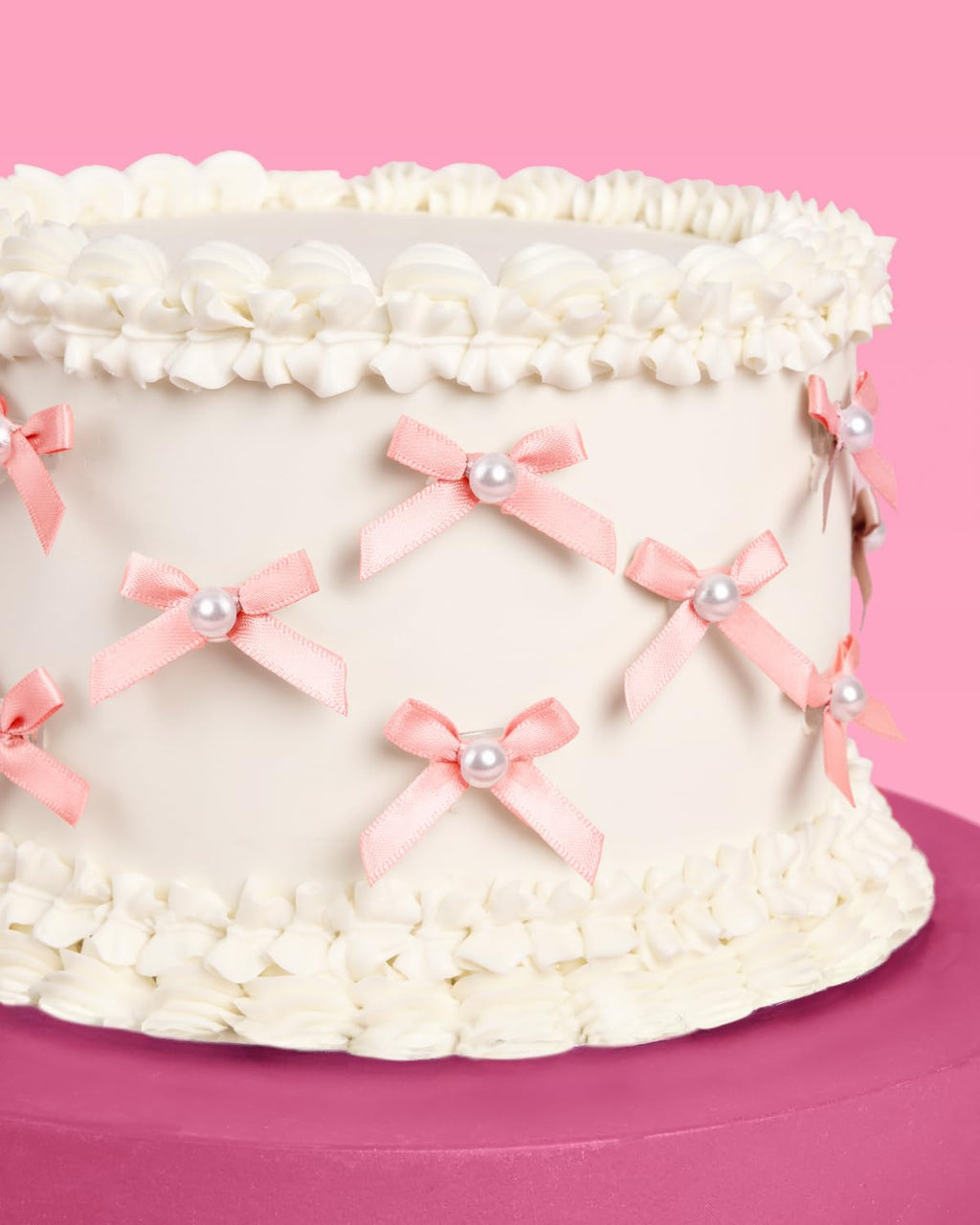 xo, Fetti Mini Pink Bow + Pearl Cake Toppers | 12 Pcs for Parties