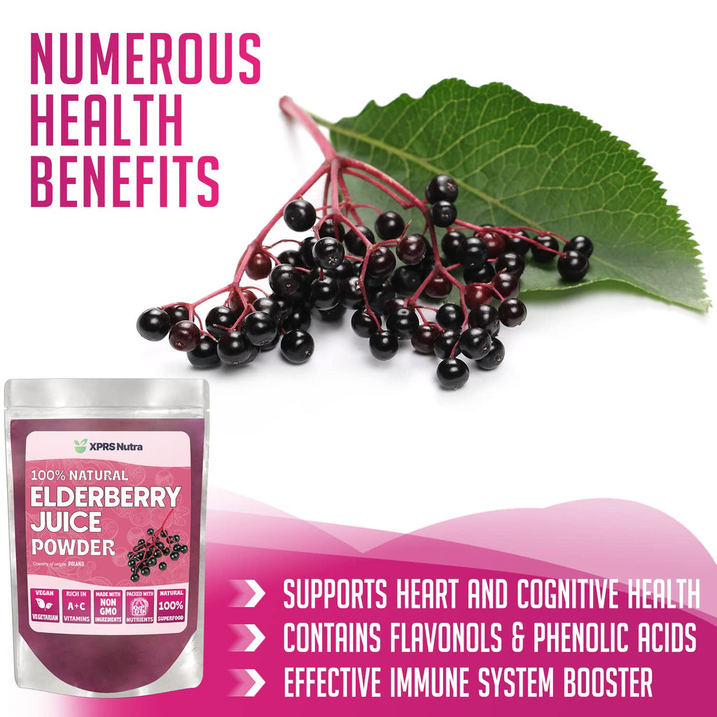 XPRS Nutra Holunderbeerensaftpulver – Bio-Holunderbeerpulver (454 g) | Vitamin A & C