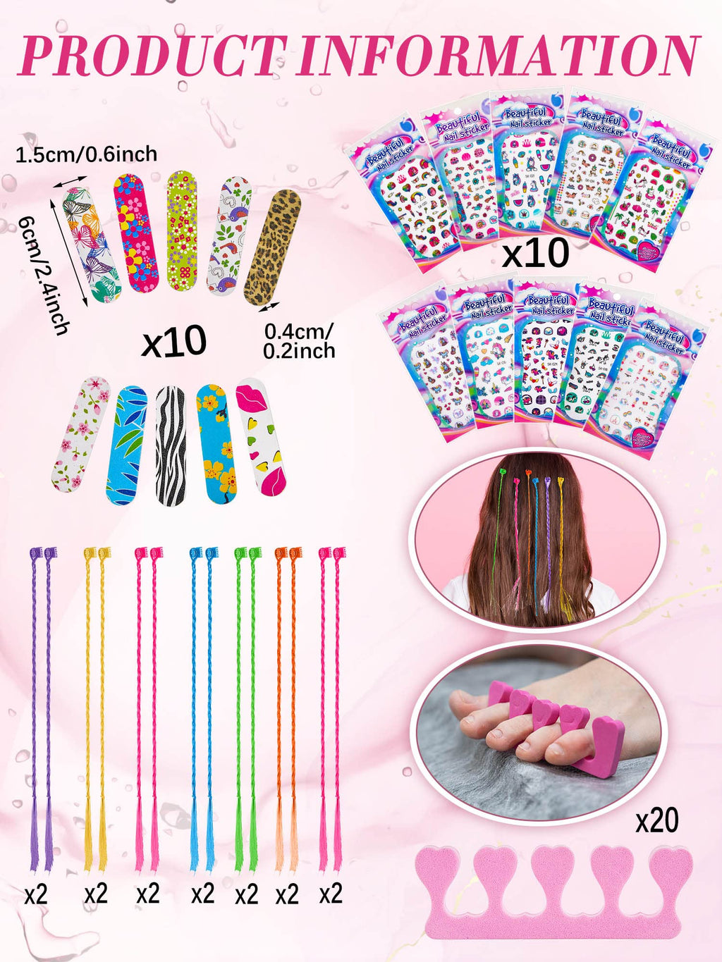 Xuhal 92 Pcs Spa Party Kit — Slumber Party Set with Satin Robes, Headbands & Eye Masks (Rose, 12)