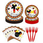 XXDecor 80 Pcs Red Cartoon 1st Birthday Party Tableware Kit for Boys – 20 Guests