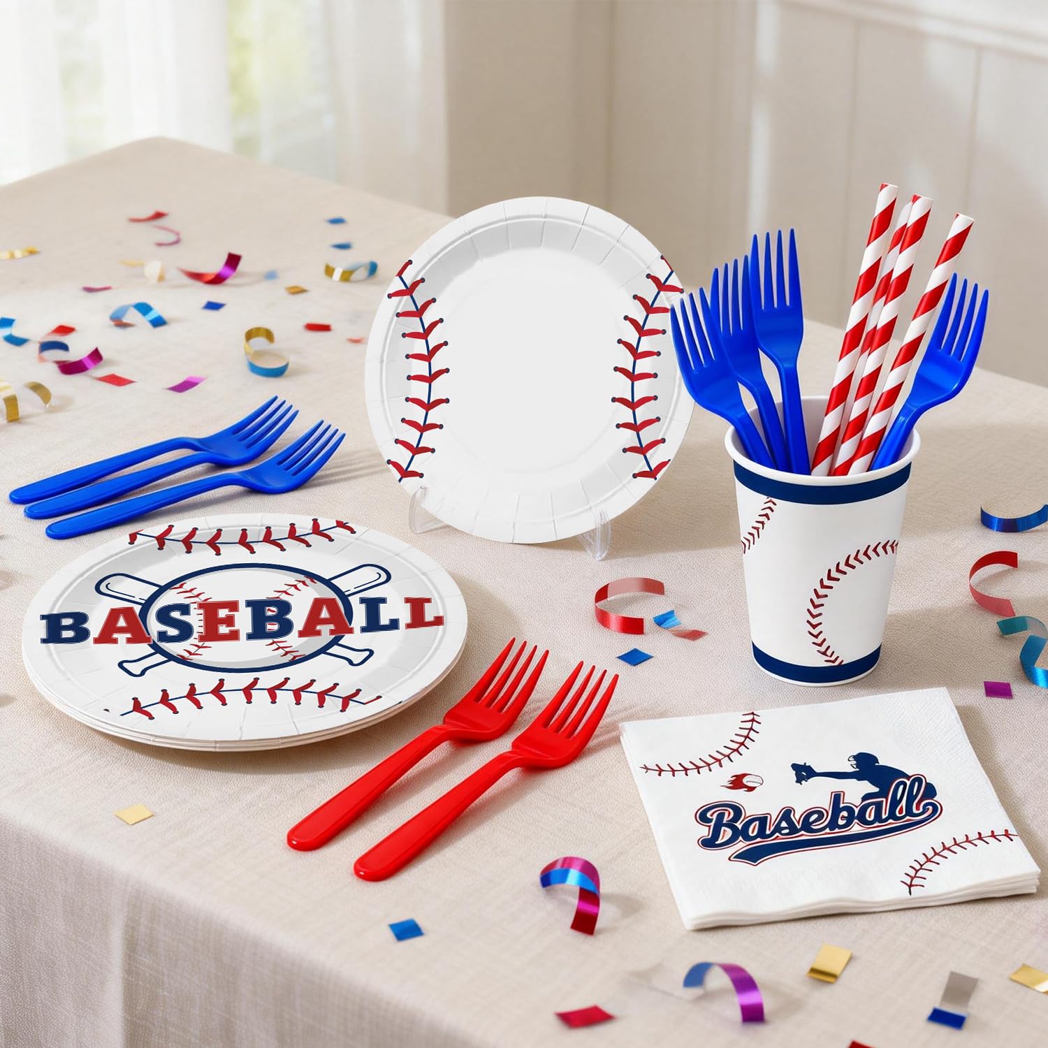 Xynic 202Pcs Baseball Birthday Decorations & Tableware Set for 25 Guests