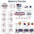 Xynic 202Pcs Baseball Birthday Decorations & Tableware Set for 25 Guests