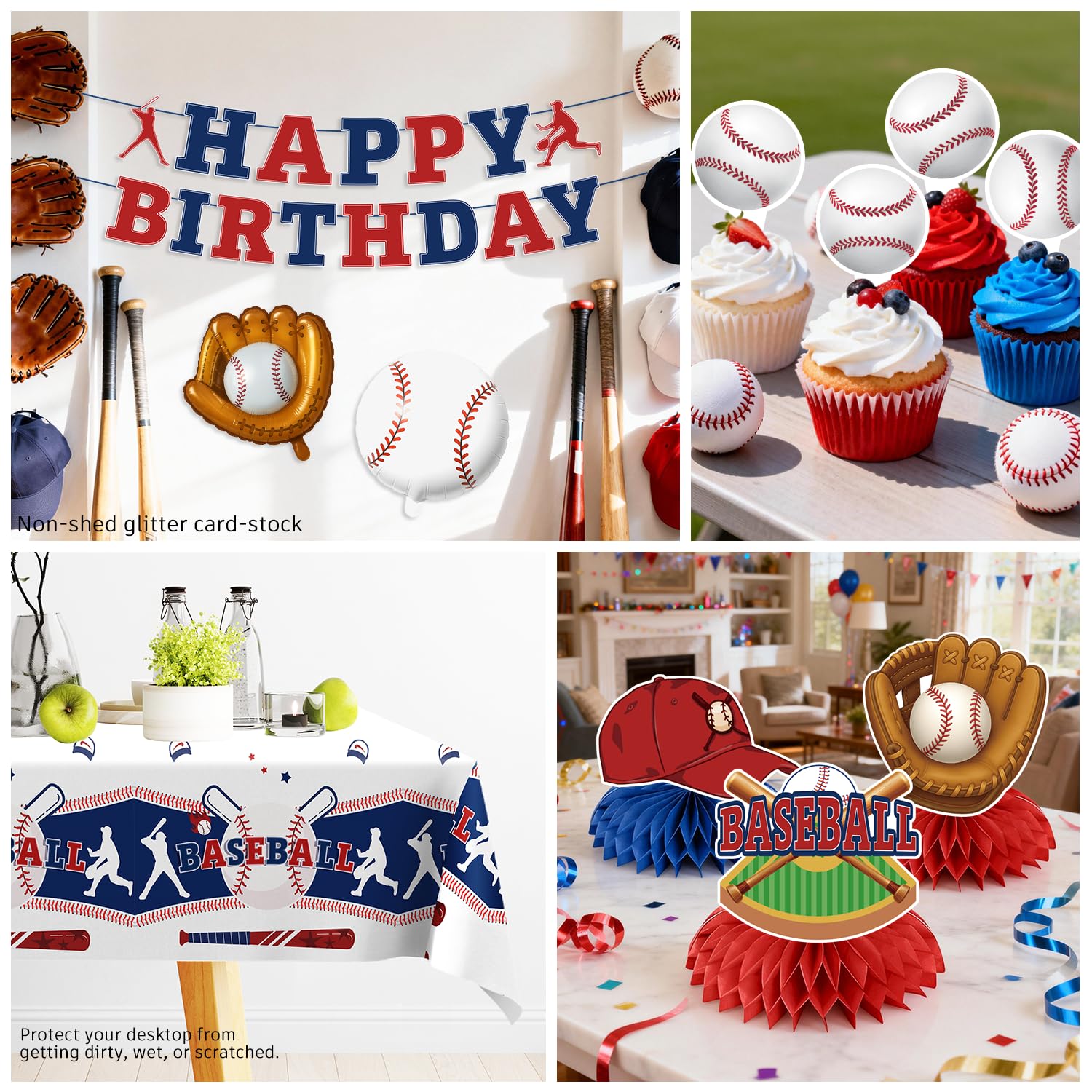 Xynic 202Pcs Baseball Birthday Decorations & Tableware Set for 25 Guests