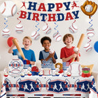 Xynic 202Pcs Baseball Birthday Decorations & Tableware Set for 25 Guests
