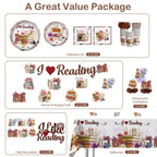 Xynic 177pc Book Themed Party Set – Tableware & Decor for 25 Guests (I Like Reading)