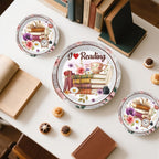 Xynic 177pc Book Themed Party Set – Tableware & Decor for 25 Guests (I Like Reading)