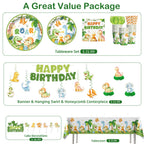 Xynic 201Pcs Dinosaur Birthday Decorations Set – Tableware for 25 Guests