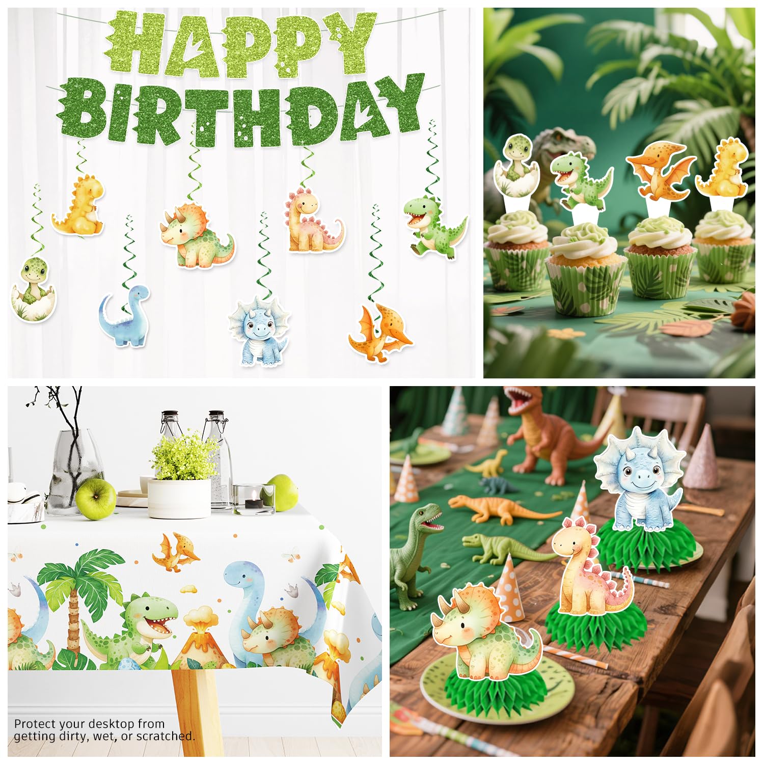 Xynic 201Pcs Dinosaur Birthday Decorations Set – Tableware for 25 Guests