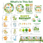 Xynic 201Pcs Dinosaur Birthday Decorations Set – Tableware for 25 Guests