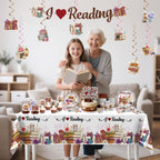 Xynic 177pc Book Themed Party Set – Tableware & Decor for 25 Guests (I Like Reading)
