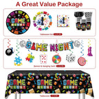Xynic 205Pcs Game Night Decorations & Disposable Tableware — 25 Serves, Banner, Plates, Cups
