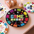 Xynic 205Pcs Game Night Decorations & Disposable Tableware — 25 Serves, Banner, Plates, Cups