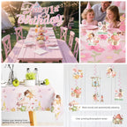 Xynic 213-Piece Fairy First Birthday Decorations Set | Plates, Napkins, Banner & Balloons