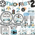 Xynic 187Pcs Two Fast Birthday Decor Set for 25 Guests | Banner, Plates, Tablecloth & Balloons