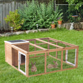 PawHut Rabbit Hutch Outdoor, Guinea Pig House, Bunny Run Cage with Openable Top for 1–2 Rabbits, Yellow