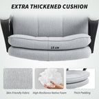 HOMCOM Double Padded Linen-Look Office Chair - Light Grey