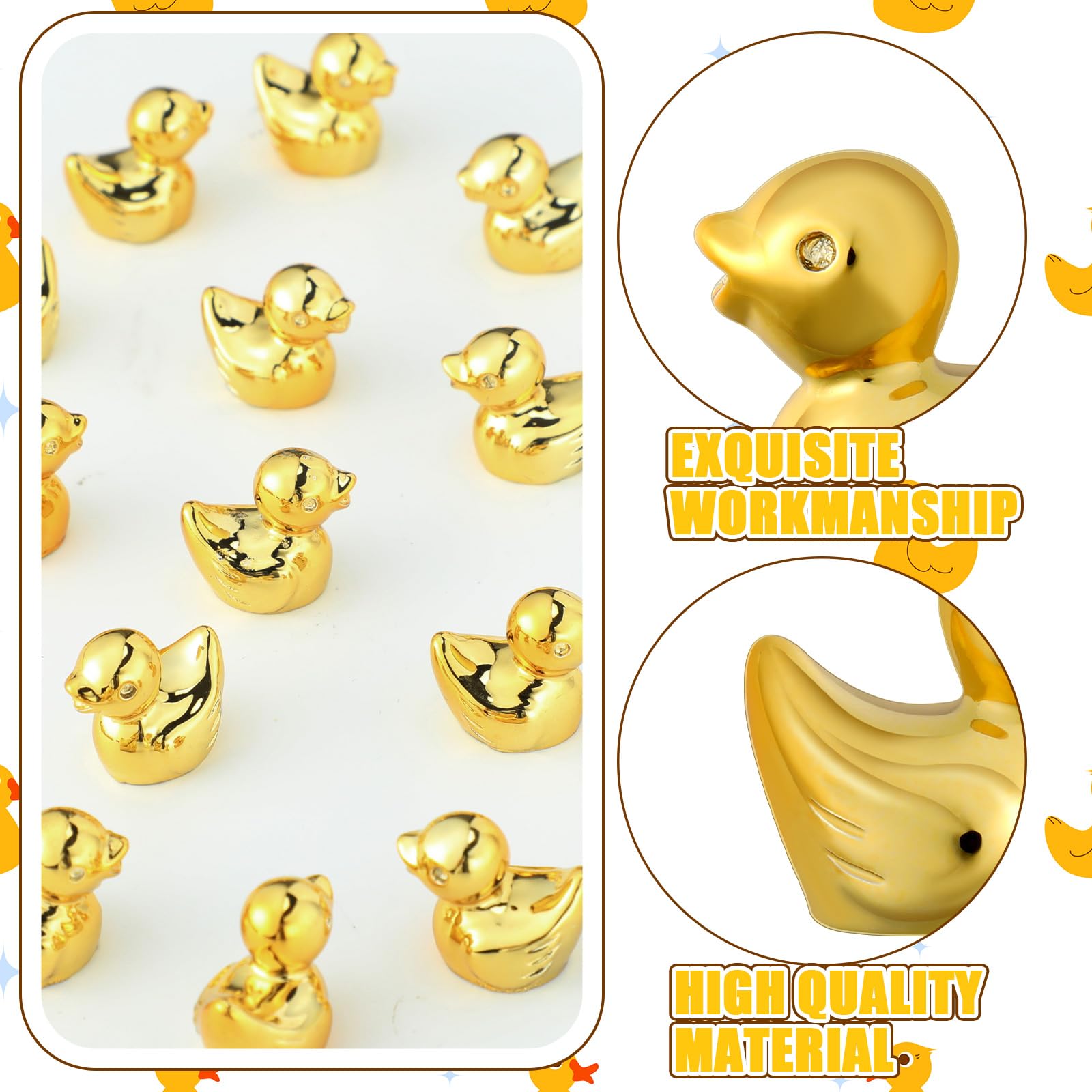 Yaocom 150 Pcs Mini Golden Duck Figurines – DIY Decor & Party Favors
