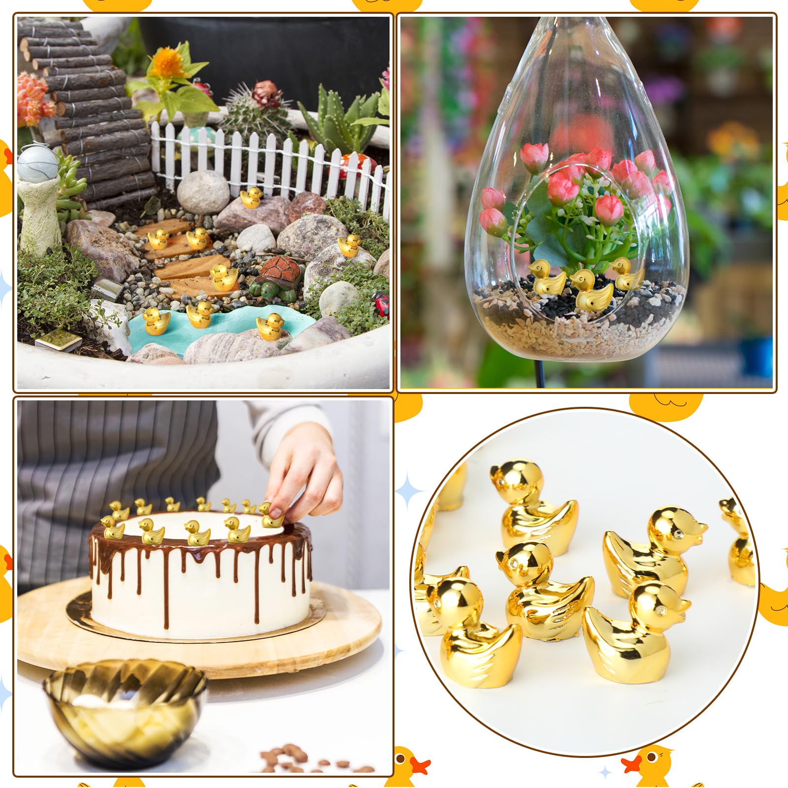 Yaocom 150 Pcs Mini Golden Duck Figurines – DIY Decor & Party Favors