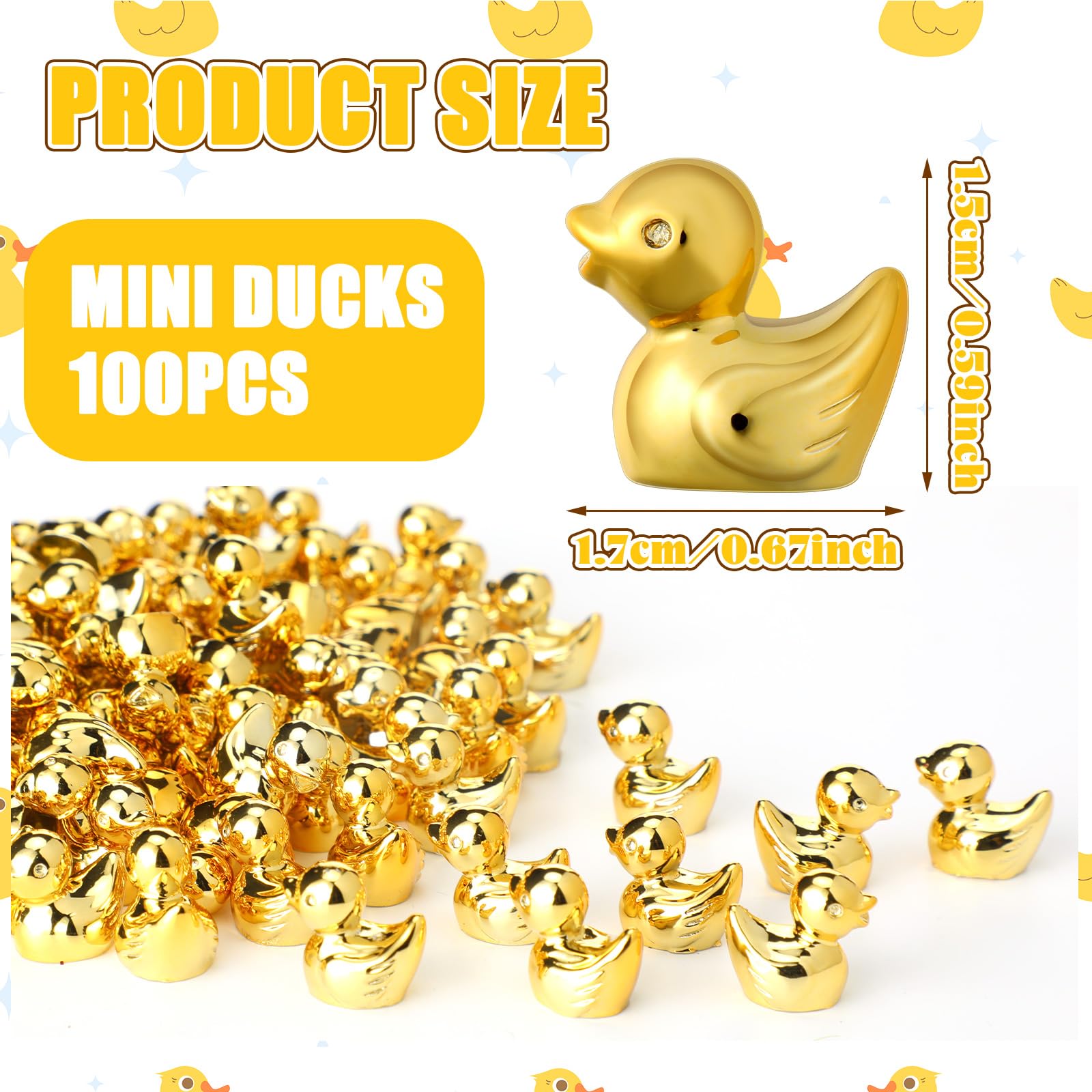 Yaocom 150 Pcs Mini Golden Duck Figurines – DIY Decor & Party Favors