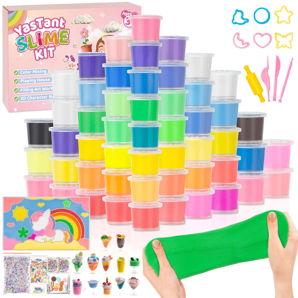 YasTant 56-Color Butter Slime Kit – Non-Sticky Slime Party Pack for Kids 3-12