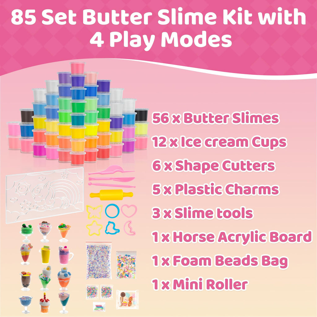 YasTant 56-Color Butter Slime Kit – Non-Sticky Slime Party Pack for Kids 3-12
