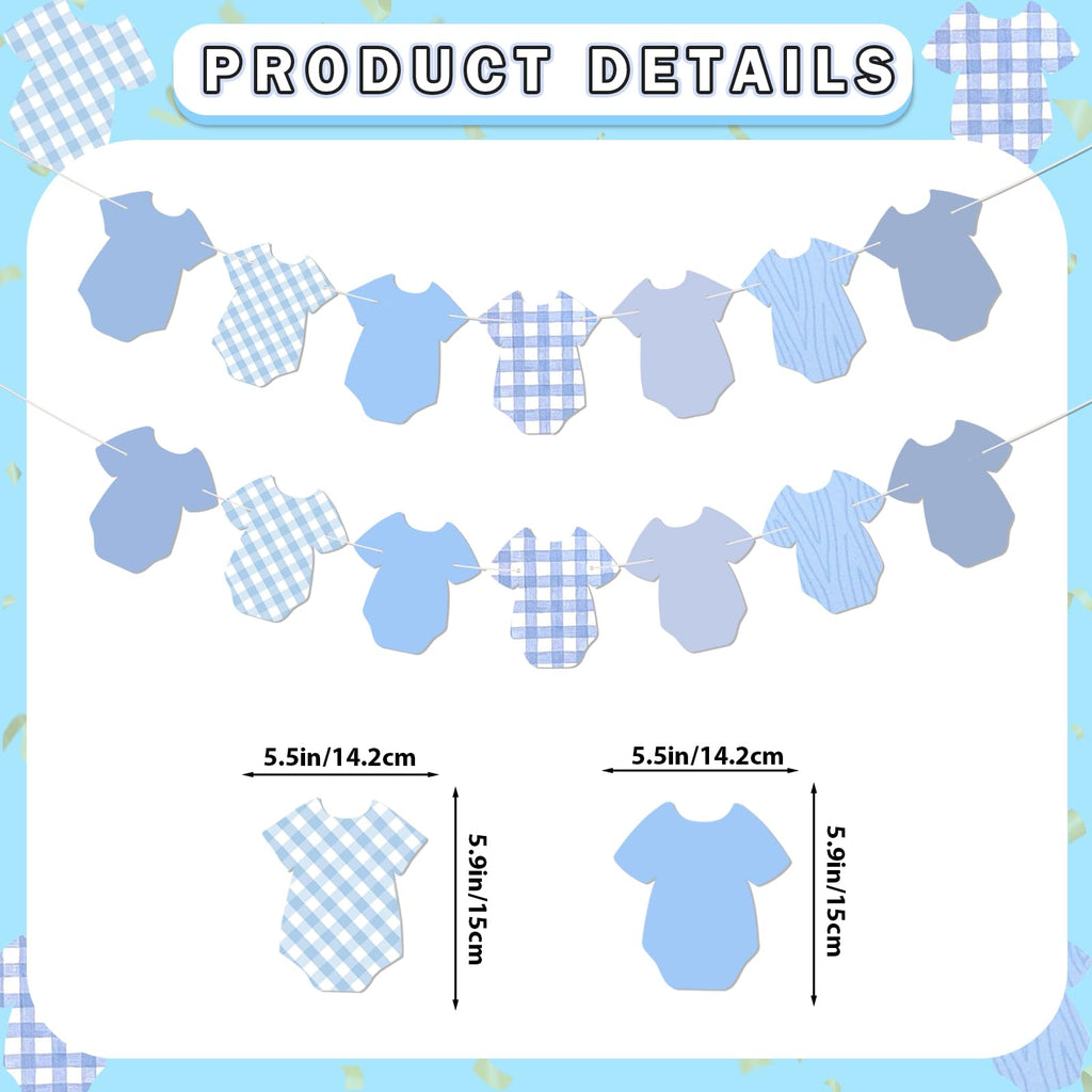 Yavxzvbw Baby Shower Banner Garland – Blue Boy Theme, 2-Piece Set