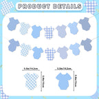 Yavxzvbw Baby Shower Banner Garland – Blue Boy Theme, 2-Piece Set