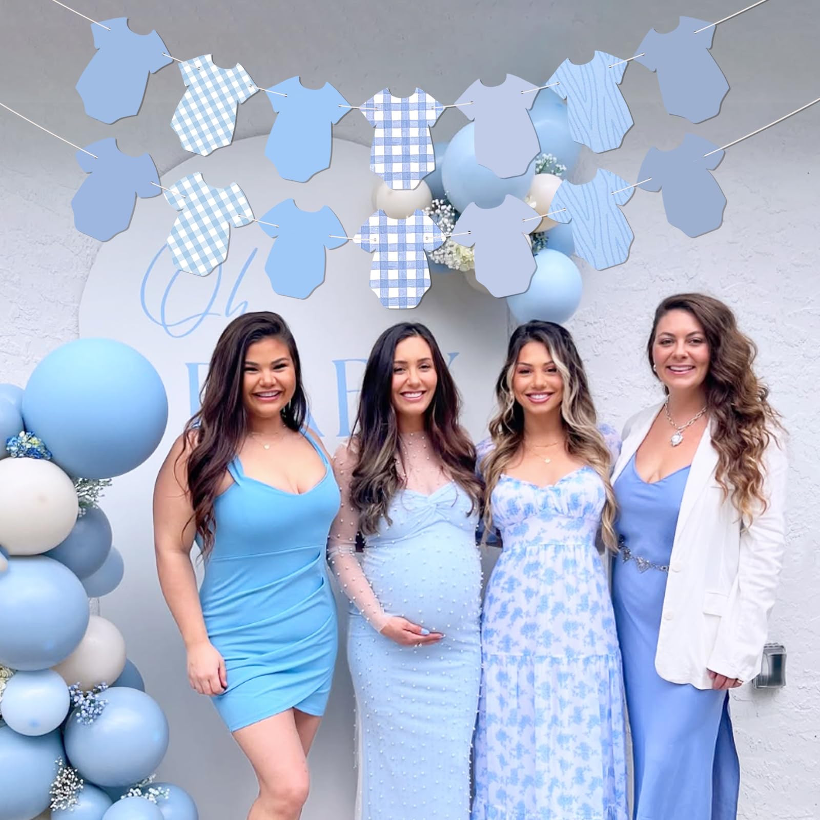 Yavxzvbw Baby Shower Banner Garland – Blue Boy Theme, 2-Piece Set