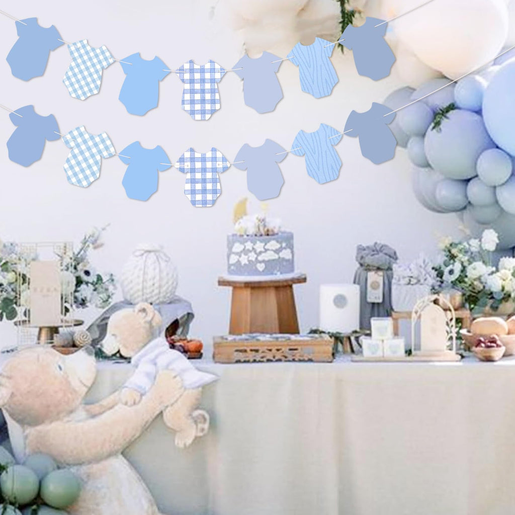 Yavxzvbw Baby Shower Banner Garland – Blue Boy Theme, 2-Piece Set