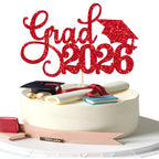 YCTHUNFISH 1 Pack Grad 2026 Glitter Cake Topper – Congrats Grad Cap (Class of 2026)