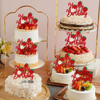 YCTHUNFISH 1 Pack Happy Birthday Cake Topper – Glitter Strawberry Theme