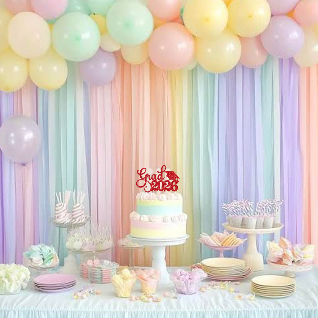 YCTHUNFISH 1 Pack Grad 2026 Glitter Cake Topper – Congrats Grad Cap (Class of 2026)
