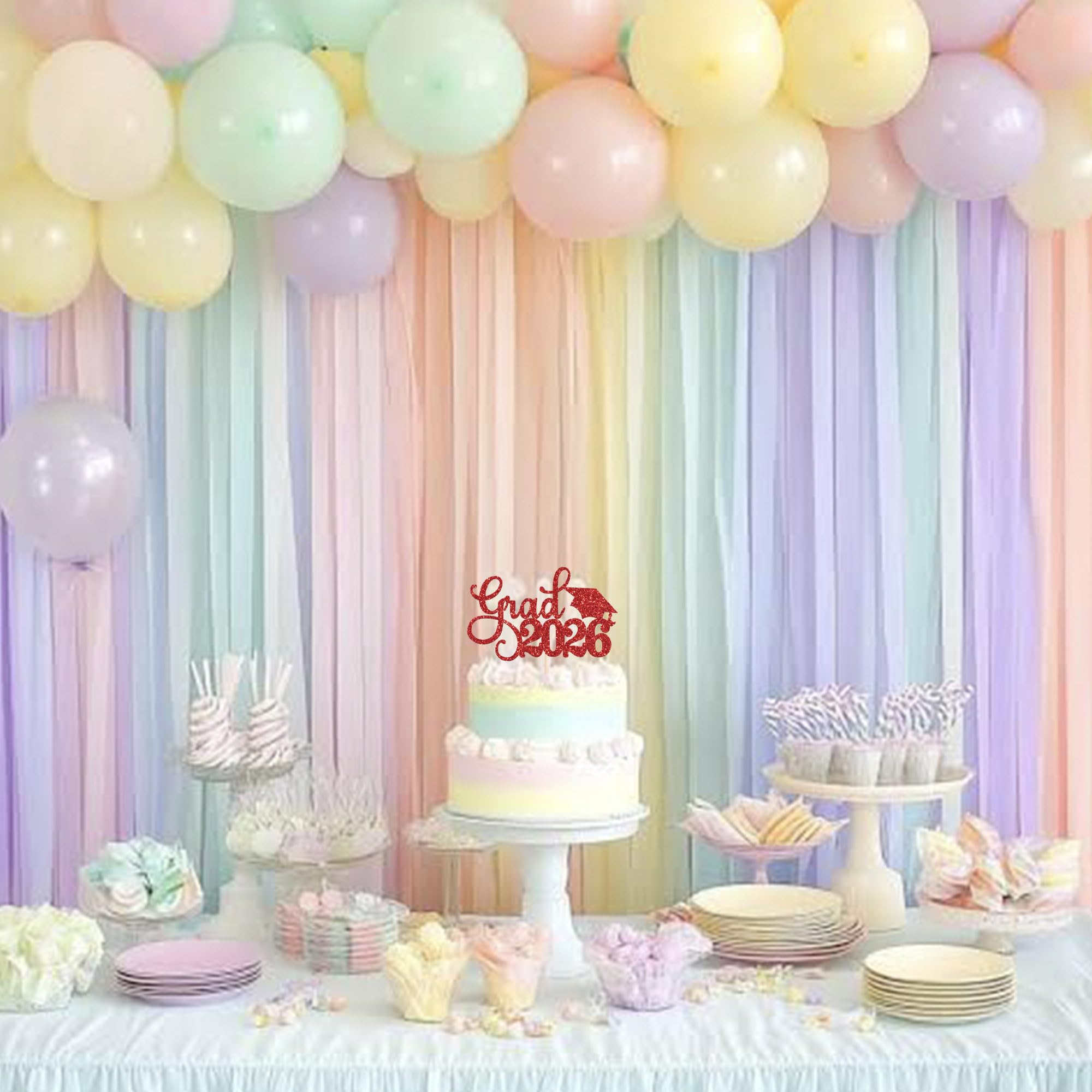 YCTHUNFISH 1 Pack Grad 2026 Glitter Cake Topper – Congrats Grad Cap (Class of 2026)