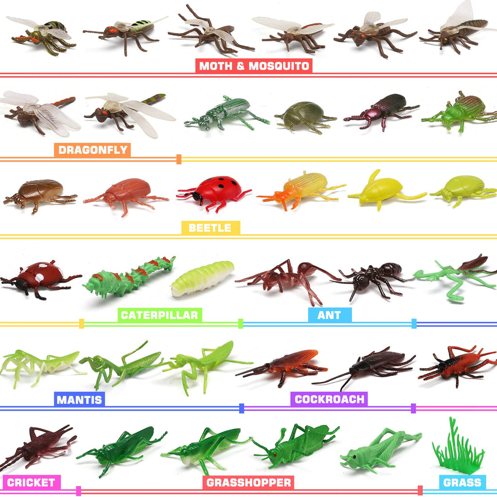Yeonha Toys 76 Pack Mini Plastic Bug Set – Realistic Insects for Play, Education, Party Favors, Cupcake Toppers