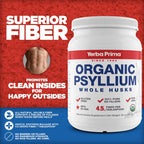 Yerba Prima Organic Psyllium Whole Husks - 20 oz Colon Cleanser | Regularity, Detox, Gluten Free, Non-GMO, Vegan