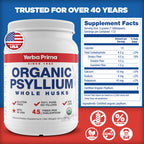 Yerba Prima Organic Whole Psyllium Husks Fiber – 20 oz Pack of 2 | Gluten Free, Non-GMO, Vegan